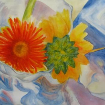 Painting titled "Flowers in glass bo…" by Fernanda Costa, Original Artwork