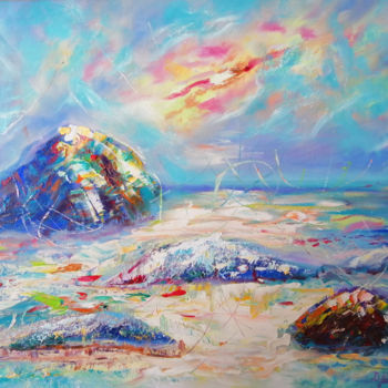 Peinture intitulée "My sea:summer thund…" par Valerie Kraplia, Œuvre d'art originale, Huile
