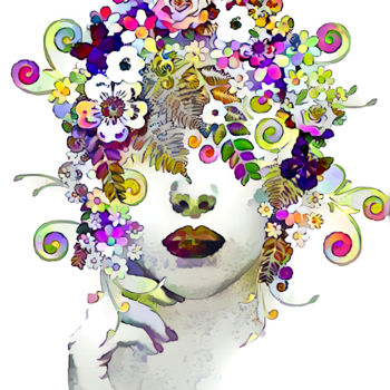 「Mother Nature Hair」というタイトルのデジタルアーツ Angela Hanleyによって, オリジナルのアートワーク, デジタル絵画