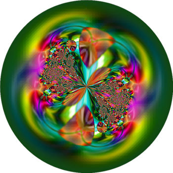 Arts numériques intitulée "Green Fracal Sphere" par Angela Hanley, Œuvre d'art originale, Peinture numérique