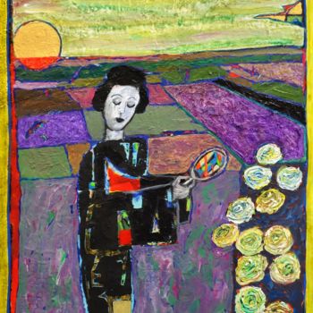 Malerei mit dem Titel "Die Japanerin" von Tilman Flatt, Original-Kunstwerk, Acryl