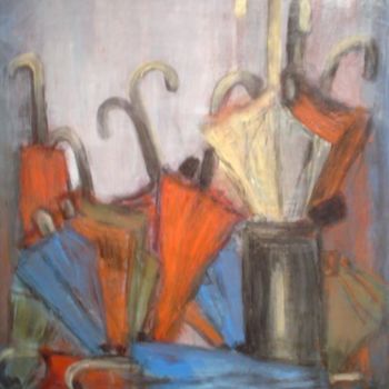 Peinture intitulée "les parapluies" par Monique Copolata, Œuvre d'art originale, Acrylique