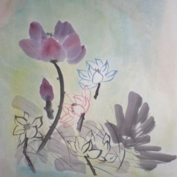 Pittura intitolato "composition florale" da Monique Copolata, Opera d'arte originale, Altro