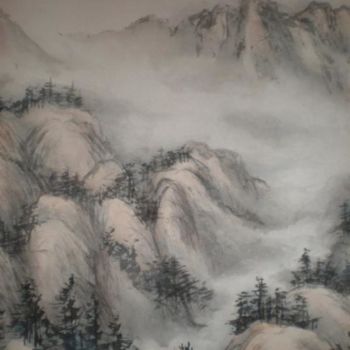 Peinture intitulée "paysage dans la bru…" par Monique Copolata, Œuvre d'art originale, Autre