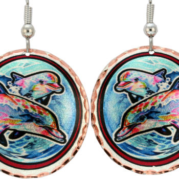 Artigianato intitolato "Dolphin Earrings in…" da Jenn Webb, Opera d'arte originale, Gioielli
