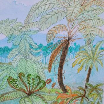 Peinture intitulée "Foret Tropicale" par Coralie Chevalier, Œuvre d'art originale, Aquarelle