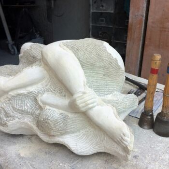 Sculpture titled "Eclosion" by Coralie Quincey, Original Artwork, Stone