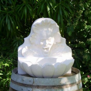 Sculpture titled "FONTAINE AVEC MASCA…" by Coralie Quincey, Original Artwork, Stone