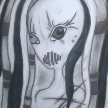 Drawing titled "Traumatisme" by Coralie Lili, Original Artwork, Charcoal