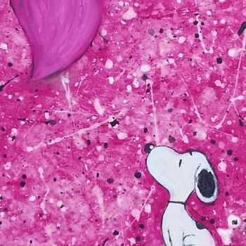 Painting titled "Snoopy love rose" by Coralie Lili, Original Artwork, Acrylic