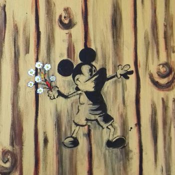 Schilderij getiteld "Mickey rebelle" door Coralie Lili, Origineel Kunstwerk, Acryl