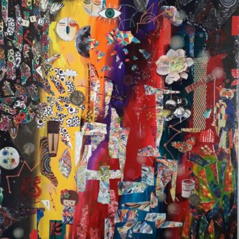 Картина под названием "Esprit" - Coraline Auger, Подлинное произведение искусства, Акрил Установлен на Деревянная рама для н…