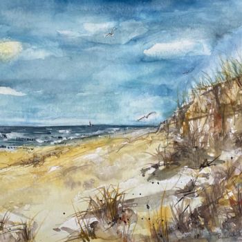 Painting titled "Dünenlandschaft" by Corason, Original Artwork, Watercolor