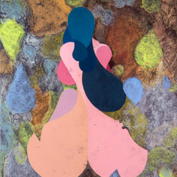 Painting titled "Femme Triste Esseul…" by Corbello, Original Artwork, Acrylic