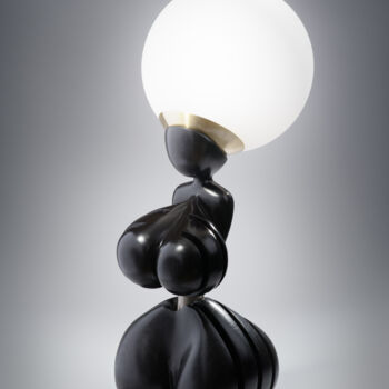 Художественная композиция под названием "Buste Teck Lampe #2" - Corbello, Подлинное произведение искусства, Дерево