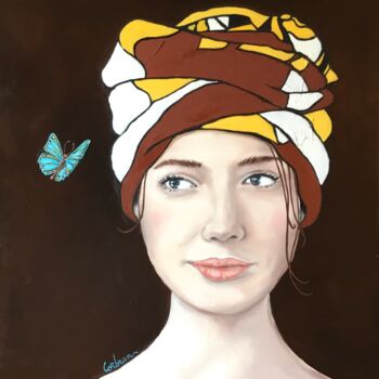 Malarstwo zatytułowany „Papillon vole !” autorstwa Marjorie Corbran, Oryginalna praca, Olej Zamontowany na Drewniana rama no…