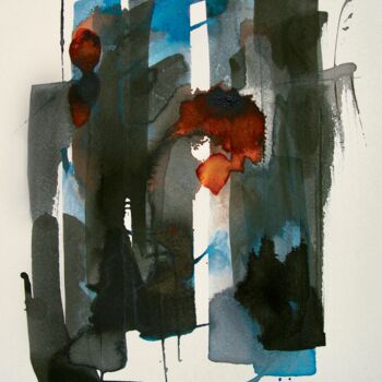 Pittura intitolato "Abstract painting 4…" da Marjorie Corbran, Opera d'arte originale, Inchiostro Montato su Cartone