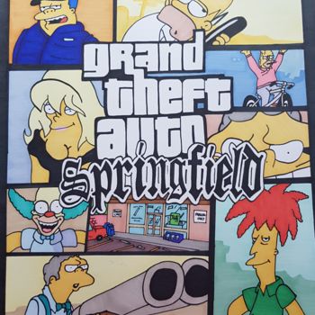 Dessin intitulée "Gta springfield" par Corentin Falbo, Œuvre d'art originale, Marqueur