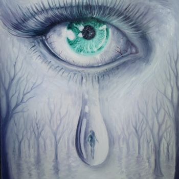 Painting titled "Tears for a lost lo…" by Corina Chirila, Original Artwork, Oil