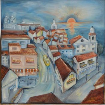 Painting titled "Lisbon" by Corina Rapotan, Original Artwork, Oil