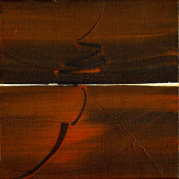 Painting titled "2011-Horizon rouge,…" by Corine Sylvia Congiu, Original Artwork, Acrylic Mounted on Wood Stretcher frame