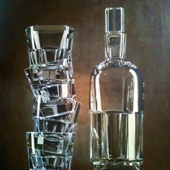 Painting titled "carafe et verres" by Corine Voyant, Original Artwork
