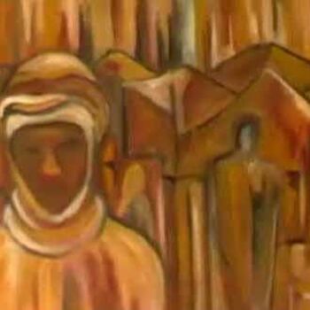 Pintura intitulada "Desert blues" por Corine Belec, Obras de arte originais, Óleo