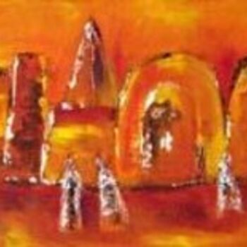 Pintura intitulada "Aux portes du désert" por Corine Belec, Obras de arte originais