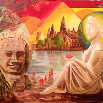 Malarstwo zatytułowany „Angkor” autorstwa Corine Dardel, Oryginalna praca, Olej