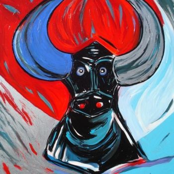 Pintura intitulada "taureau n° 1" por C Yù, Obras de arte originais