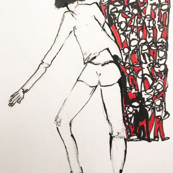 Disegno intitolato "Danseuse" da Corinne Bandeira De Mello, Opera d'arte originale, Inchiostro
