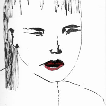 Rysunek zatytułowany „portrait japonaise…” autorstwa Corinne Bandeira De Mello, Oryginalna praca, Atrament