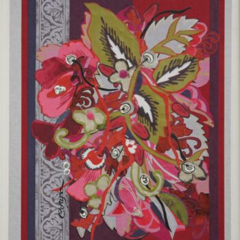 Collages intitolato "Feuillages. Pêle-mê…" da Corinne Barnett, Opera d'arte originale, Carta