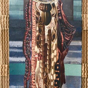 Collages titulada "Pendentif" por Corinne Barnett, Obra de arte original, Collages Montado en Bastidor de camilla de madera
