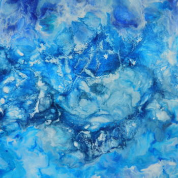 Schilderij getiteld "Bleu" door Corinne Caucig, Origineel Kunstwerk, Encaustiek