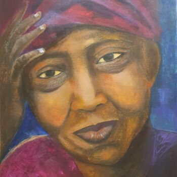 Painting titled "L Africaine" by Corinne Caucig, Original Artwork, Wax