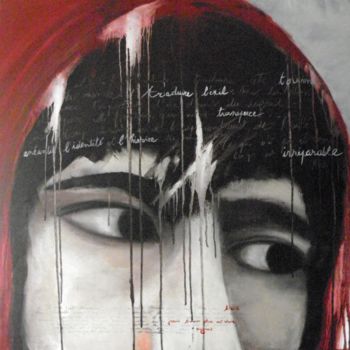 Schilderij getiteld "le migrant" door Corinne Caucig, Origineel Kunstwerk, Olie