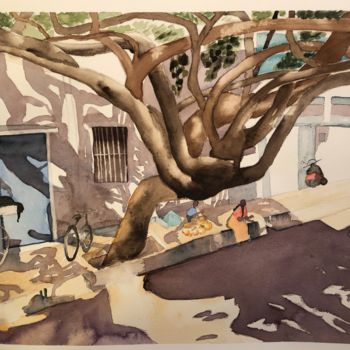 Malarstwo zatytułowany „manguier en Inde” autorstwa Corinne Cauquil, Oryginalna praca, Akwarela