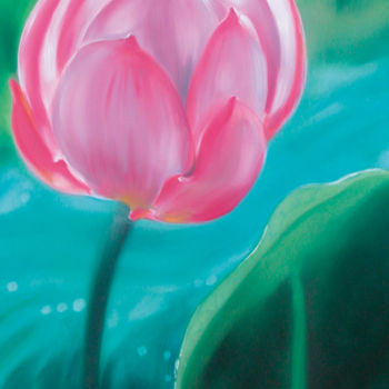 Painting titled "Lotus" by Corinne Chipont, Original Artwork, Oil