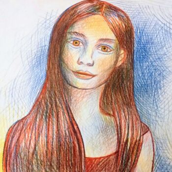 Dessin intitulée "Young country girl" par Corinne Courlet (Artcolorsimages), Œuvre d'art originale, Crayon