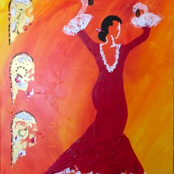 Painting titled "Danseuse espagnole…" by Corinne Delorme (Lagrandeco), Original Artwork