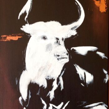 Pintura titulada "El toro Blanco !" por Corinne Delorme (Lagrandeco), Obra de arte original