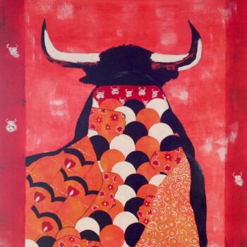 Peinture intitulée "Un taureau mode Cap…" par Corinne Delorme (Lagrandeco), Œuvre d'art originale, Acrylique