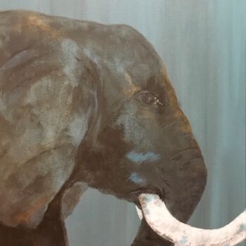 Painting titled "Un éléphant pas si…" by Corinne Delorme (Lagrandeco), Original Artwork, Acrylic