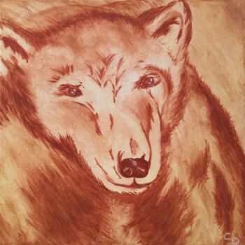 Painting titled "Ours brun !" by Corinne Delorme (Lagrandeco), Original Artwork, Acrylic