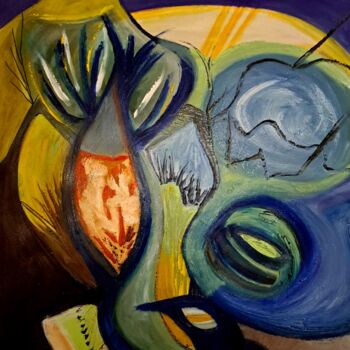 Картина под названием "le potager" - Corinne Fiard, Подлинное произведение искусства, Масло