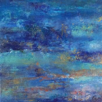 Painting titled "Horizon 87 l'Isle 2…" by Corinne Foucouin, Original Artwork, Oil Mounted on Wood Stretcher frame