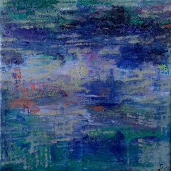 Картина под названием "Horizon N 99 l'Isle…" - Corinne Foucouin, Подлинное произведение искусства, Масло Установлен на Дерев…