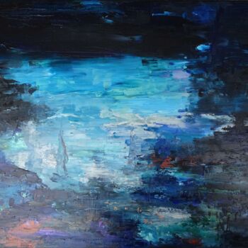 Картина под названием "Eclipse dans la cri…" - Corinne Foucouin, Подлинное произведение искусства, Масло Установлен на Дерев…