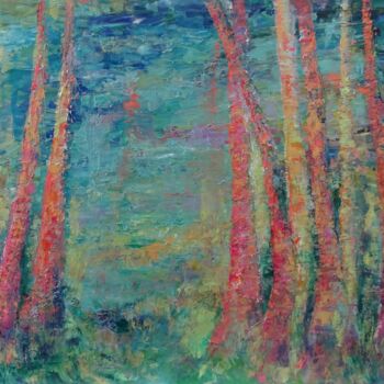 제목이 "Promenade d'été"인 미술작품 Corinne Foucouin로, 원작, 기름 나무 들것 프레임에 장착됨